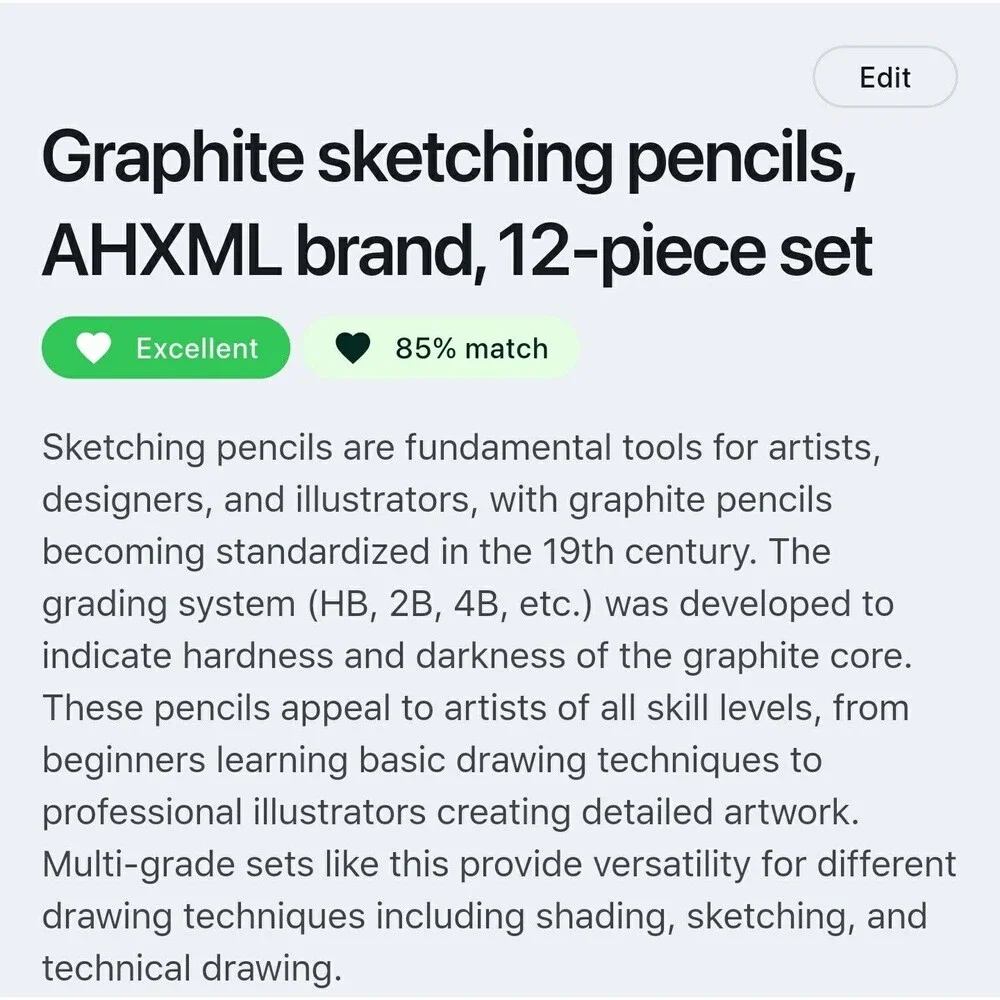 AHXML Sketching Pencil Set 12 Pieces Multi-Grade Graphite HB-8B Black